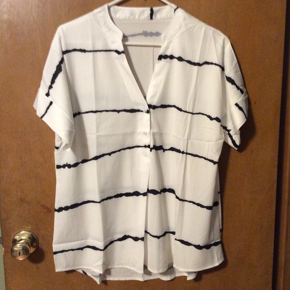 White and Black Blouse